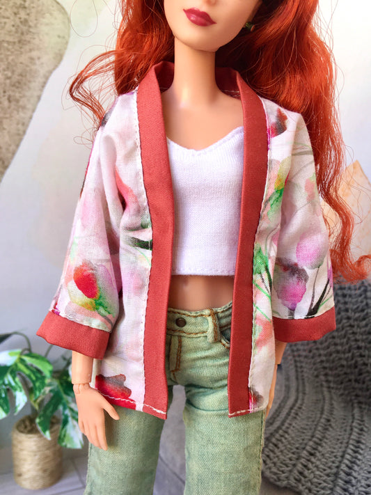 BQ-KYARA – Floral Kimono Jacket for 11.5" 1/6 Scale Fashion Dolls