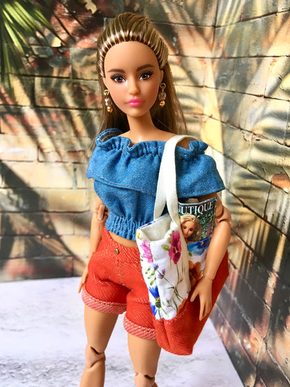 BQ‑LEA – Denim Off-Shoulder Ruffle Top for 11.5" 1/6 Scale Fashion Dolls - www.bouutique.com
