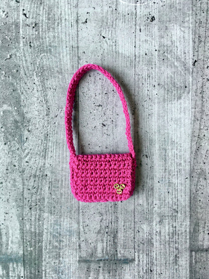 BQ-LENA – Fuchsia Crochet Crossbody Bag for 11.5" 1/6 Scale Fashion Dolls