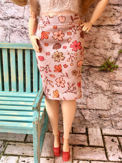 BQ-LILA – Flower Print Midi Skirt for 11" 1/6 Scale Curvy Fashion Dolls - www.bouutique.com