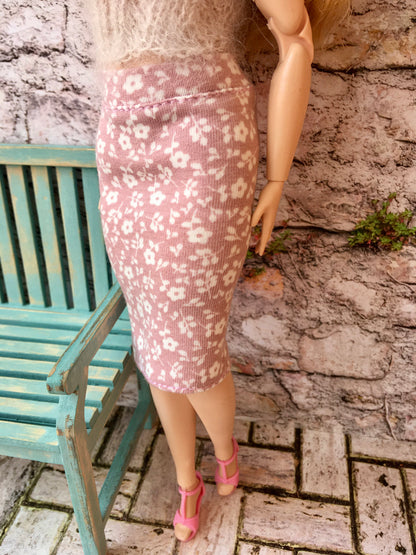 BQ-LILA – Flower Print Midi Skirt for 11" 1/6 Scale Curvy Fashion Dolls - www.bouutique.com