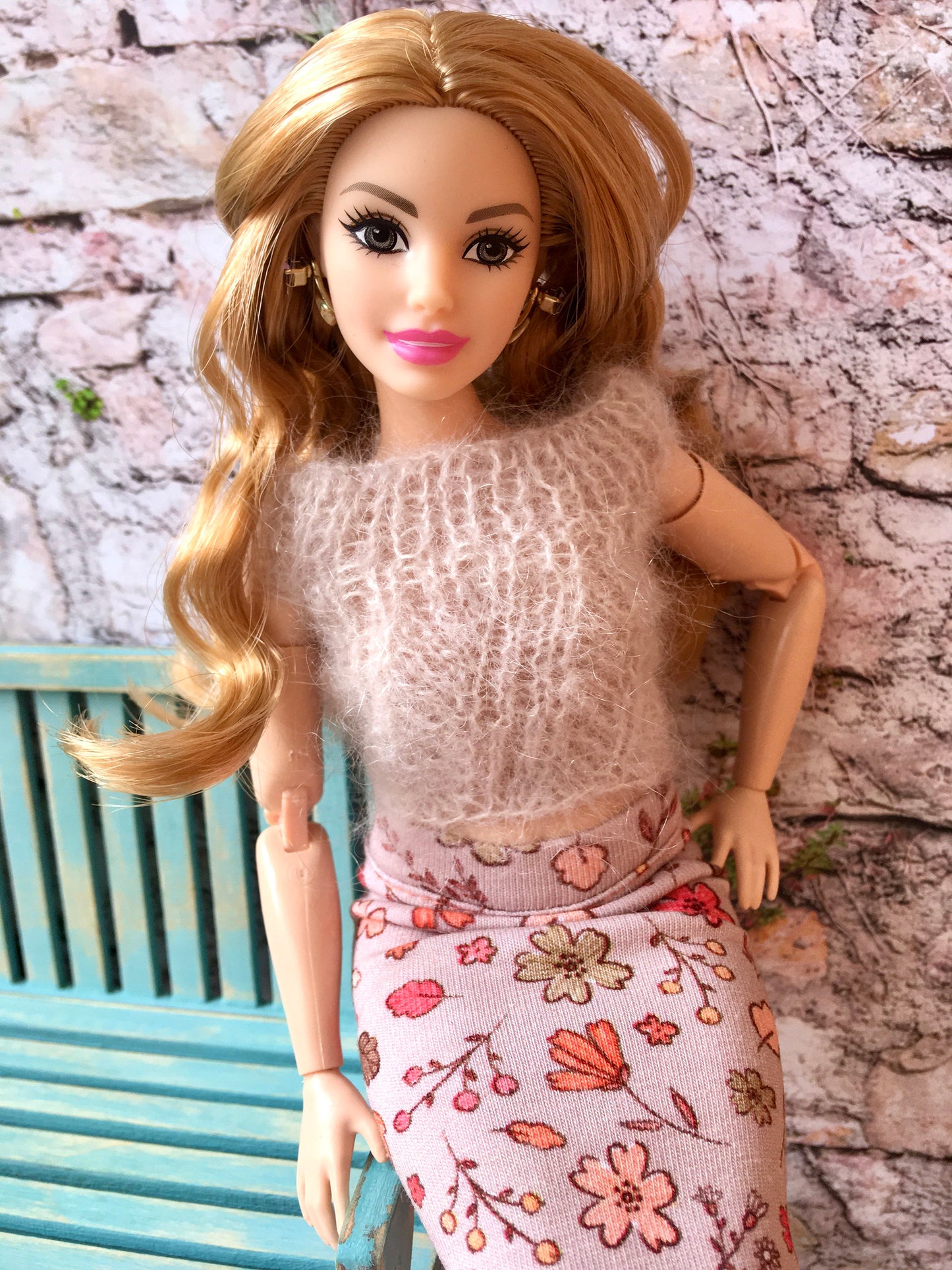 BQ-LILA – Flower Print Midi Skirt for 11" 1/6 Scale Curvy Fashion Dolls - www.bouutique.com