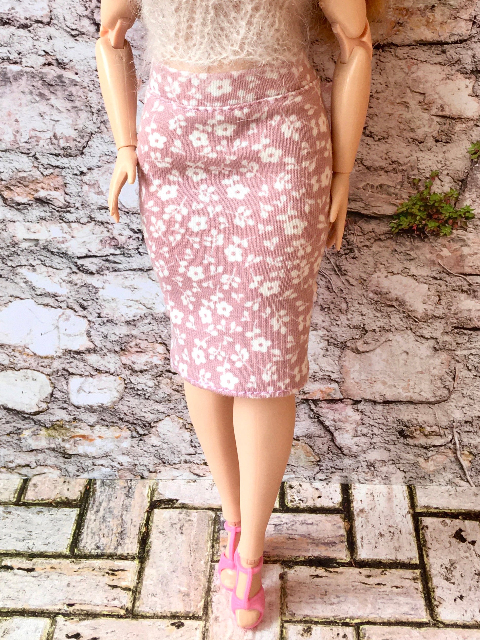 BQ-LILA – Flower Print Midi Skirt for 11" 1/6 Scale Curvy Fashion Dolls - www.bouutique.com