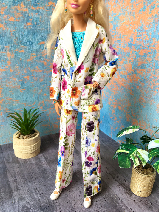BQ-LORIAN – Floral Blazer & Pleated Trousers Set for 11.5" 1/6 Scale Fashion Dolls