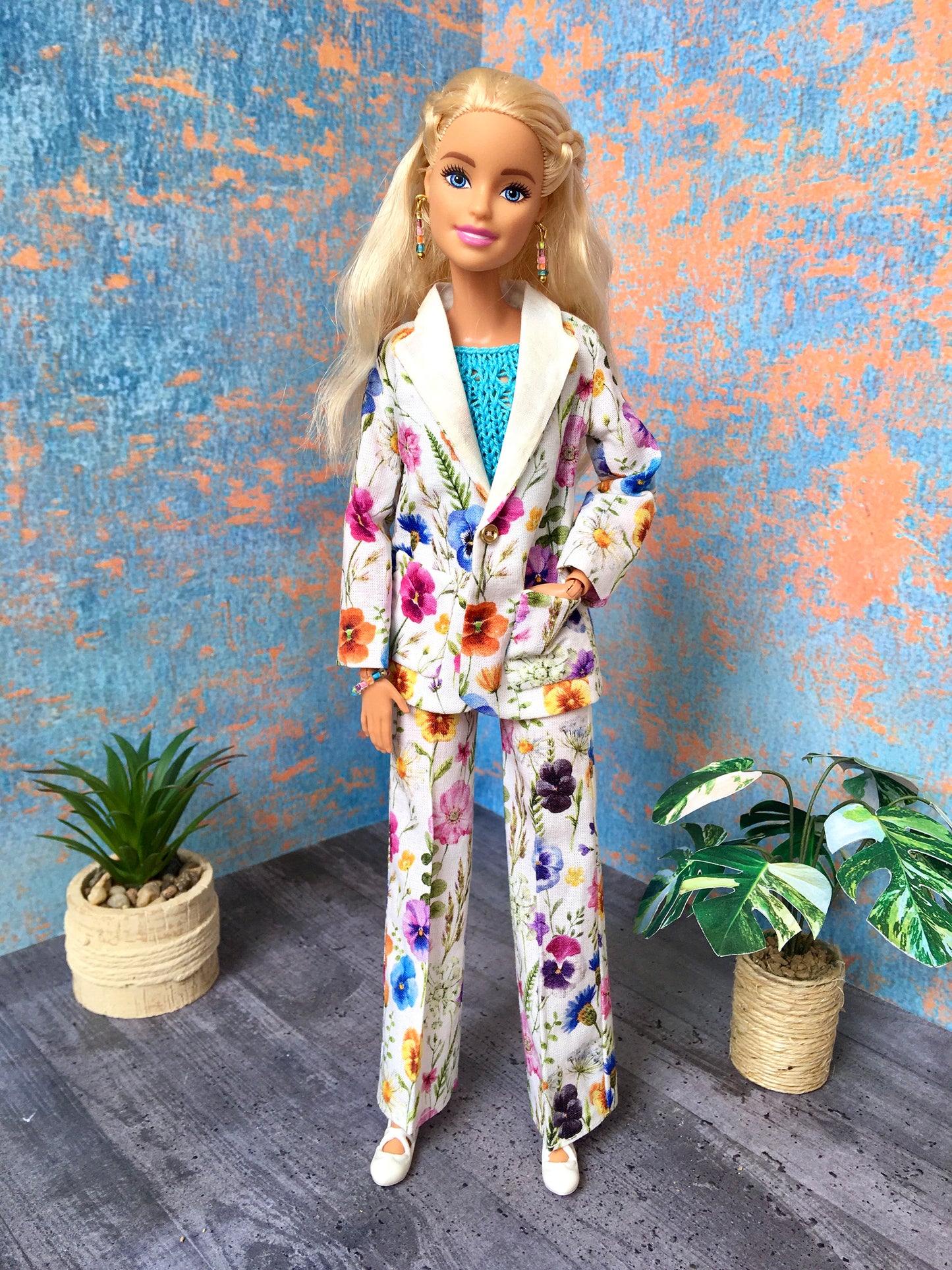 BQ-LORIAN – Floral Blazer & Pleated Trousers Set for 11.5" 1/6 Scale Fashion Dolls