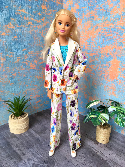 BQ-LORIAN – Floral Blazer & Pleated Trousers Set for 11.5" 1/6 Scale Fashion Dolls