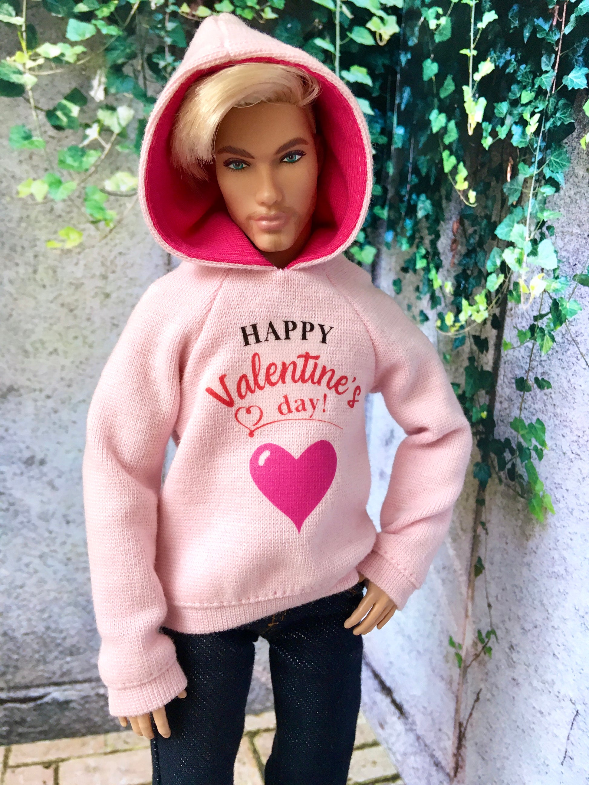 BQ-LOVE – Heart Print Hoodie for 12" 1/6 Scale Ken Dolls
