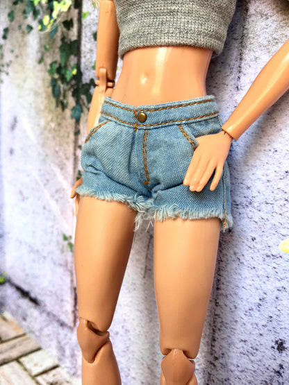 BQ-LUNE – Washed Denim Shorts for 11.5" 1/6 Scale Fashion Dolls - www.bouutique.com