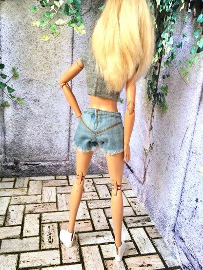 BQ-LUNE – Washed Denim Shorts for 11.5" 1/6 Scale Fashion Dolls - www.bouutique.com