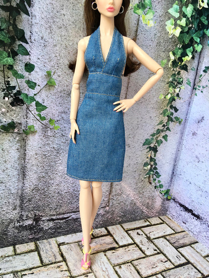 BQ-MAERA – Denim Halter Dress for 12" 1/6 Scale Fashion Dolls - www.bouutique.com