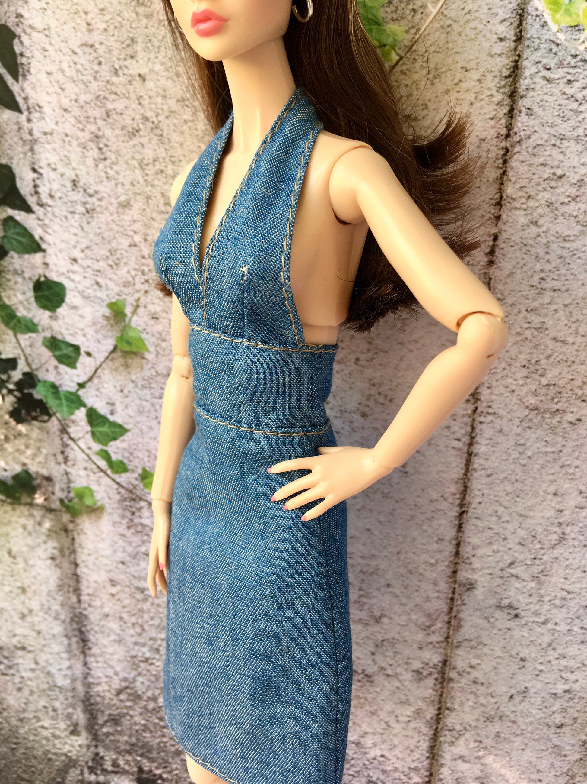 BQ-MAERA – Denim Halter Dress for 12" 1/6 Scale Fashion Dolls - www.bouutique.com