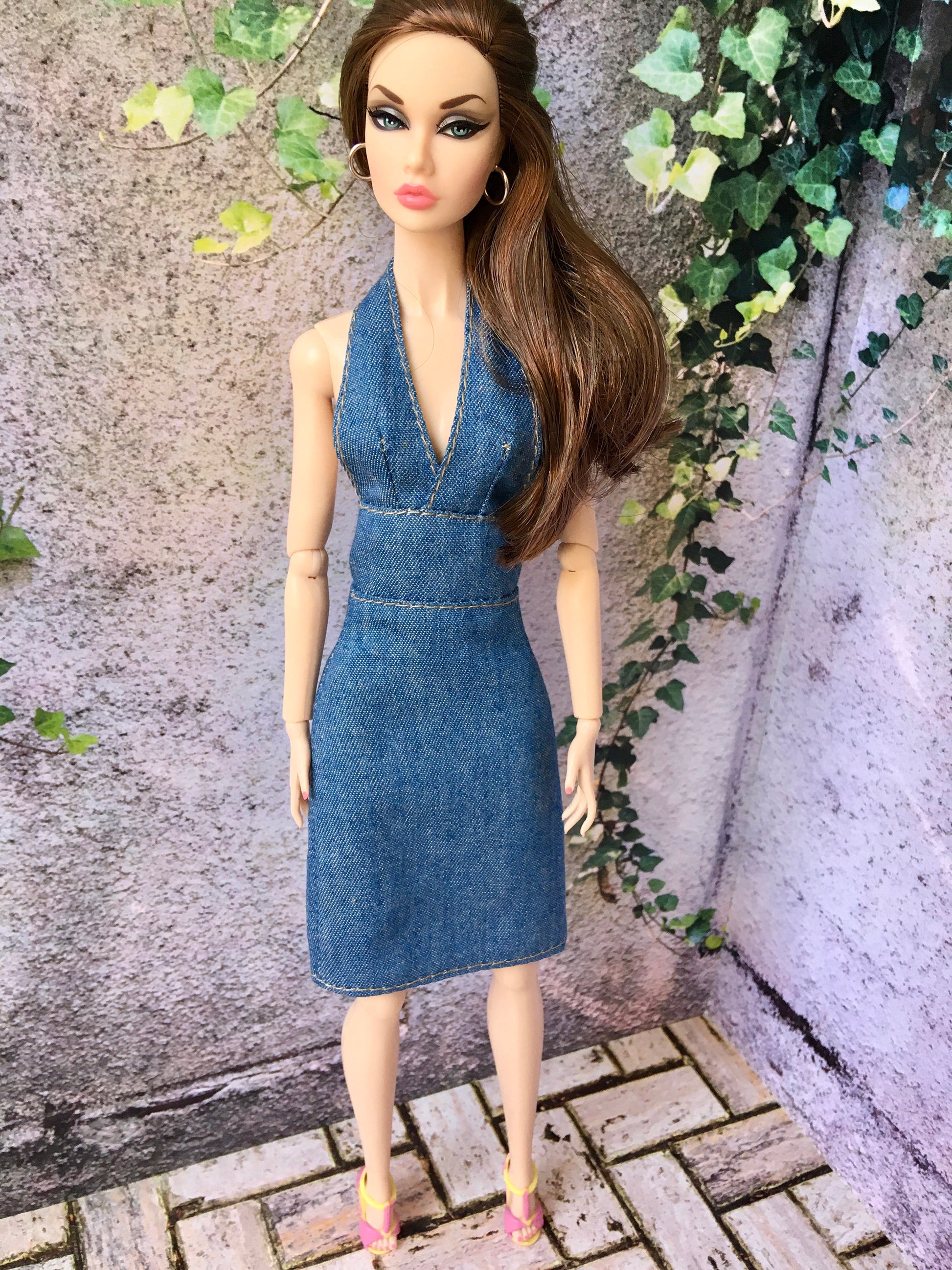 BQ-MAERA – Denim Halter Dress for 12" 1/6 Scale Fashion Dolls - www.bouutique.com