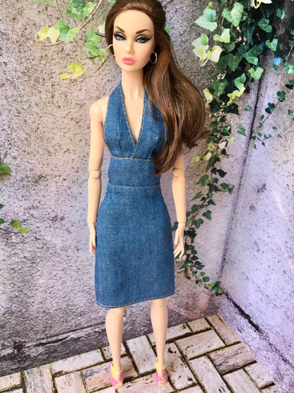 BQ-MAERA – Denim Halter Dress for 12" 1/6 Scale Fashion Dolls - www.bouutique.com