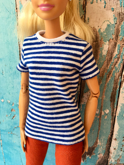 BQ-MARIN – Striped Short Sleeve T-shirt for 11.5" 1/6 Scale Fashion Dolls