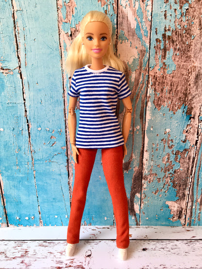 BQ-MARIN – Striped Short Sleeve T-shirt for 11.5" 1/6 Scale Fashion Dolls
