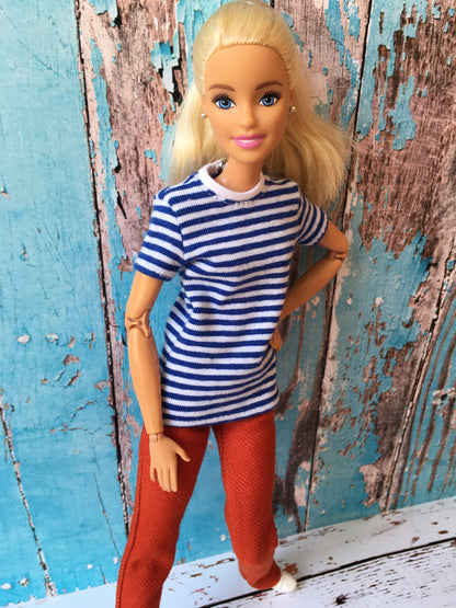 BQ-MARIN – Striped Short Sleeve T-shirt for 11.5" 1/6 Scale Fashion Dolls