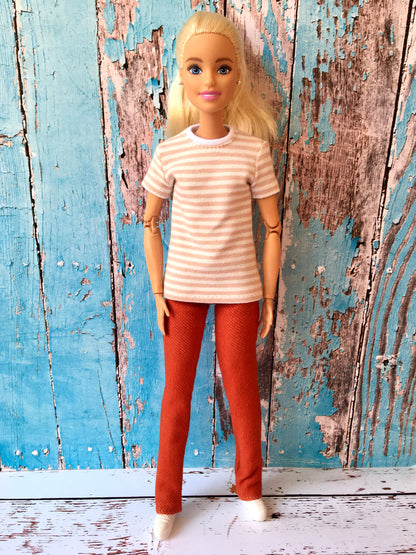 BQ-MARIN – Striped Short Sleeve T-shirt for 11.5" 1/6 Scale Fashion Dolls