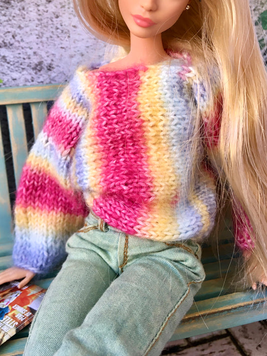 BQ-MELIA – Soft Colorful Knit Batwing Sleeve Sweater for 11.5" 1/6 Scale Fashion Dolls