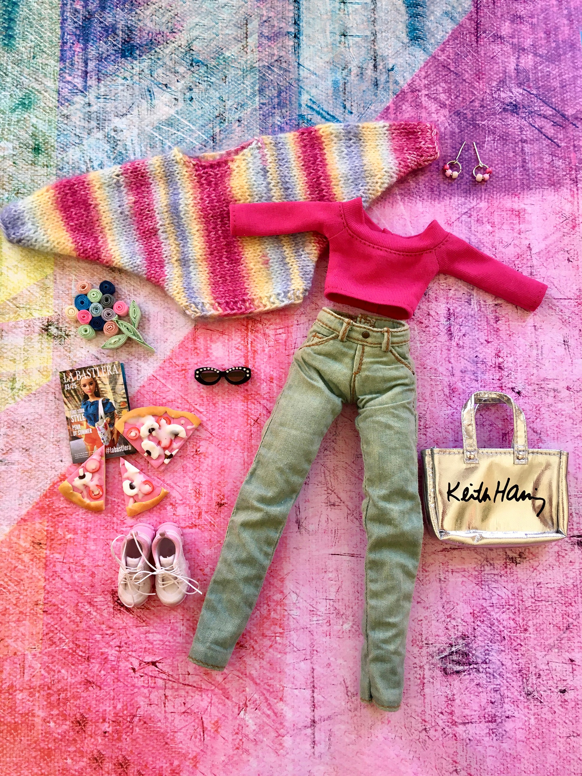 BQ-MELIA – Soft Colorful Knit Batwing Sleeve Sweater for 11.5" 1/6 Scale Fashion Dolls
