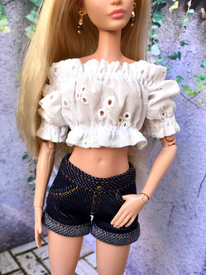 BQ-NELA – Off-Shoulder Ruffle Top for 11.5" 1/6 Scale Fashion Dolls - www.bouutique.com