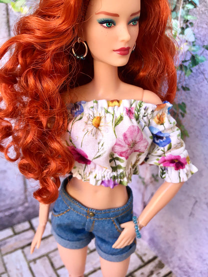 BQ-NELA – Off-Shoulder Ruffle Top for 11.5" 1/6 Scale Fashion Dolls - www.bouutique.com