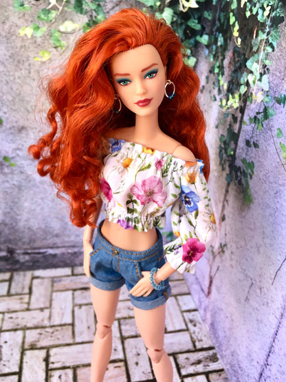 BQ-NELA – Off-Shoulder Ruffle Top for 11.5" 1/6 Scale Fashion Dolls - www.bouutique.com