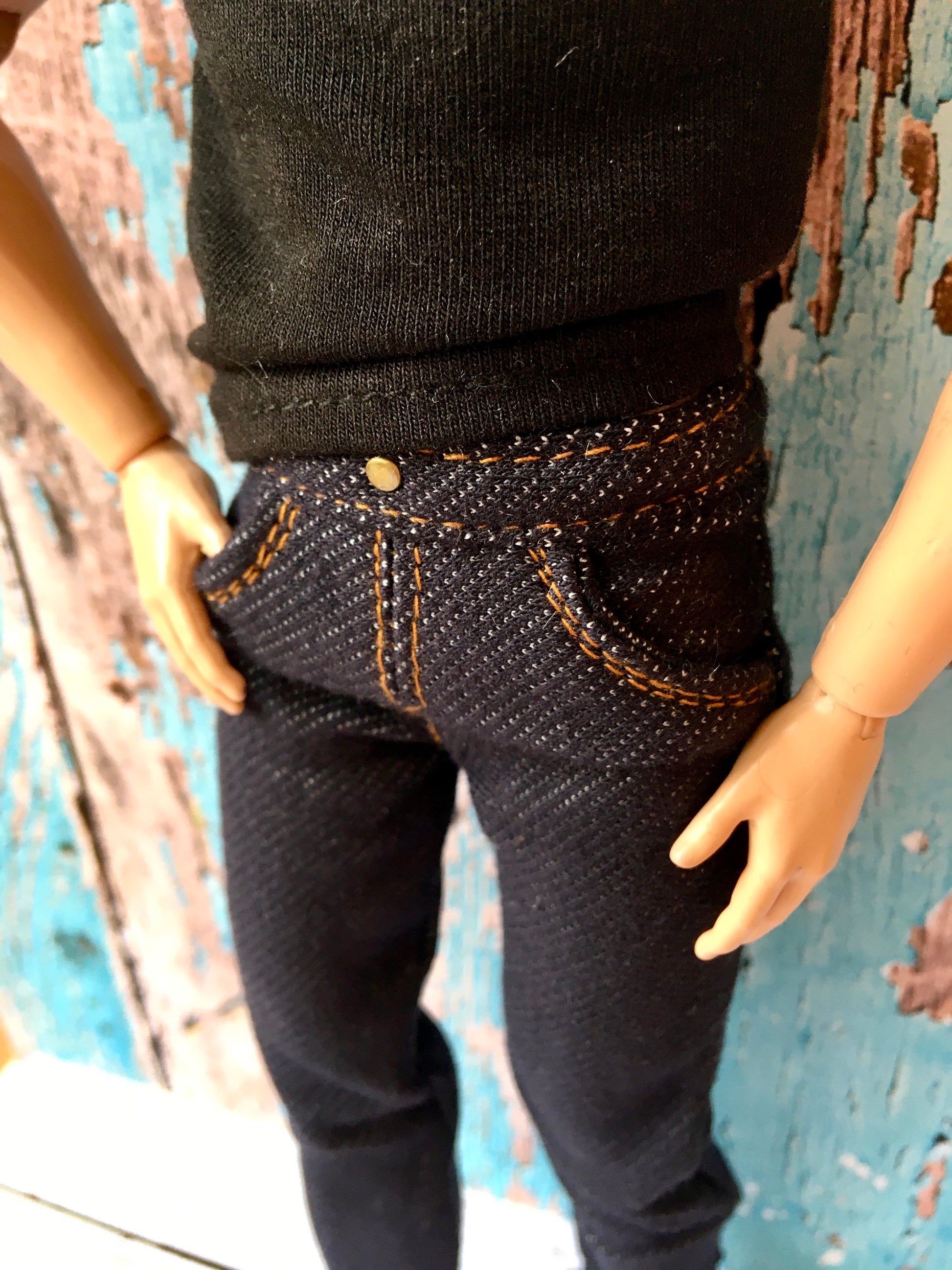 BQ-NOIRIX – Navy Stretch Slim Jeans for 12" 1/6 Scale Ken Dolls - www.bouutique.com