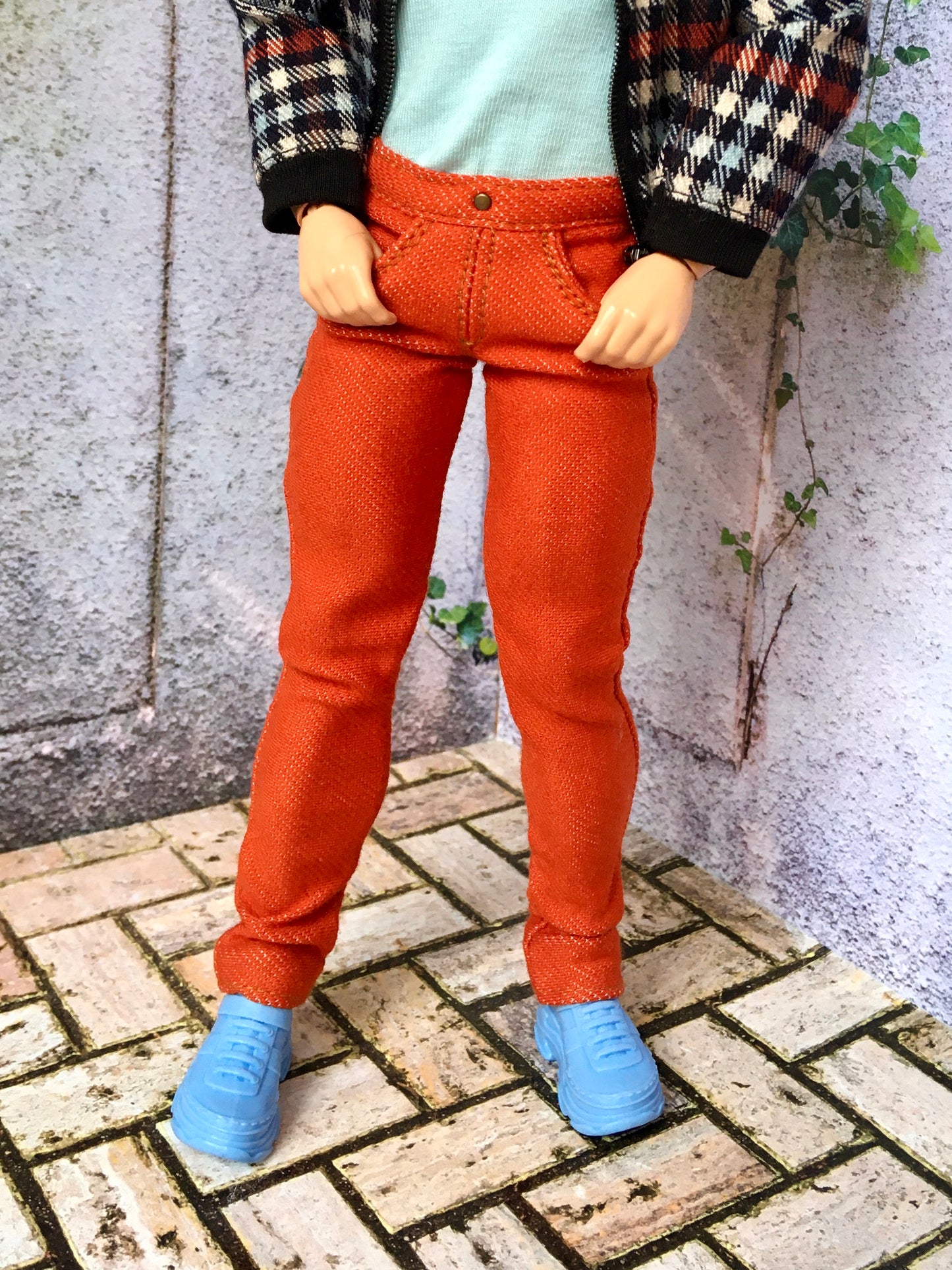 BQ-NOIRIX – Orange Stretch Slim Jeans for 12" 1/6 Scale Ken Dolls
