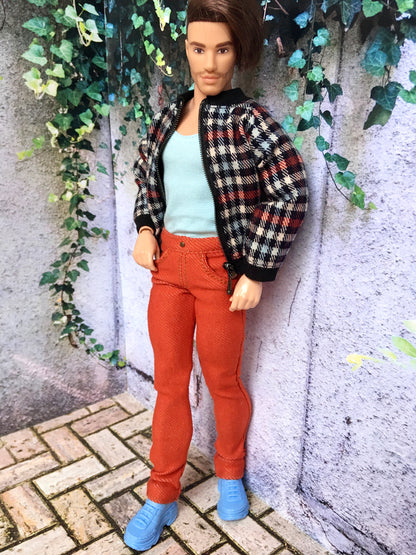 BQ-NOIRIX – Orange Stretch Slim Jeans for 12" 1/6 Scale Ken Dolls