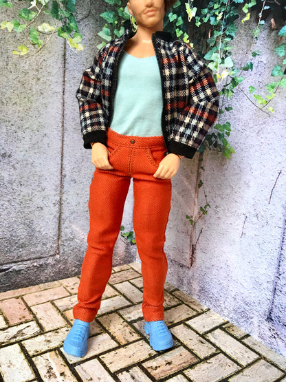 BQ-NOIRIX – Orange Stretch Slim Jeans for 12" 1/6 Scale Ken Dolls