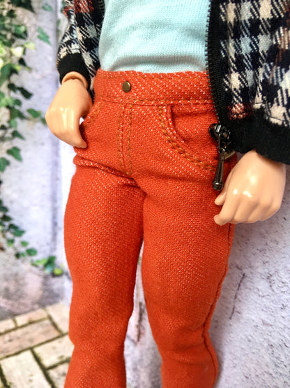 BQ-NOIRIX – Orange Stretch Slim Jeans for 12" 1/6 Scale Ken Dolls