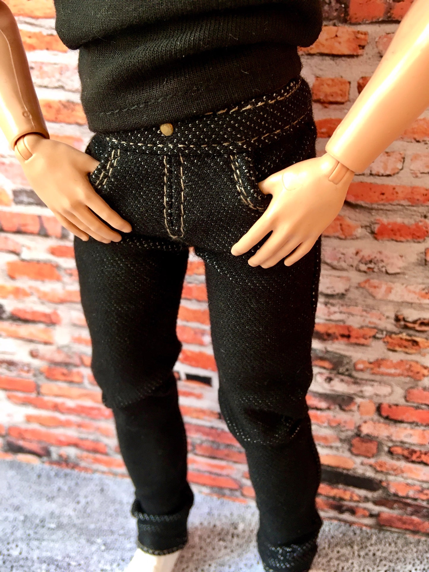 BQ-NOIRIX – Black Stretch Slim Jeans for 12" 1/6 Scale Ken Dolls - www.bouutique.com