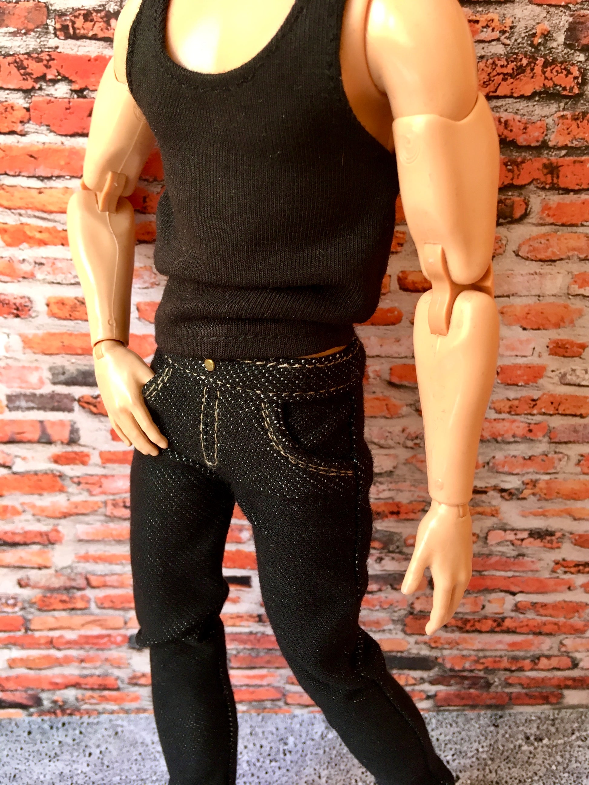 BQ-NOIRIX – Black Stretch Slim Jeans for 12" 1/6 Scale Ken Dolls - www.bouutique.com