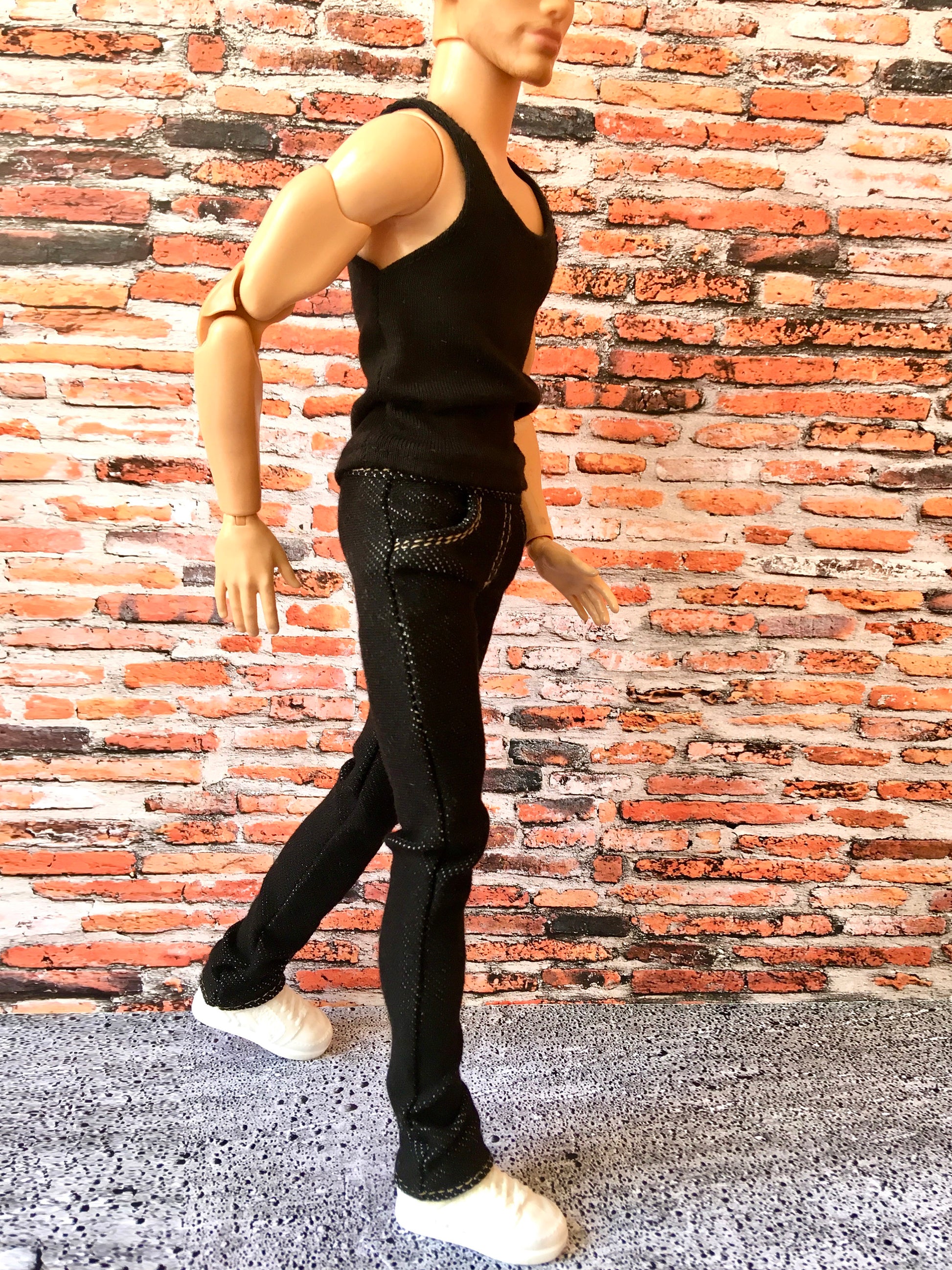 BQ-NOIRIX – Black Stretch Slim Jeans for 12" 1/6 Scale Ken Dolls - www.bouutique.com