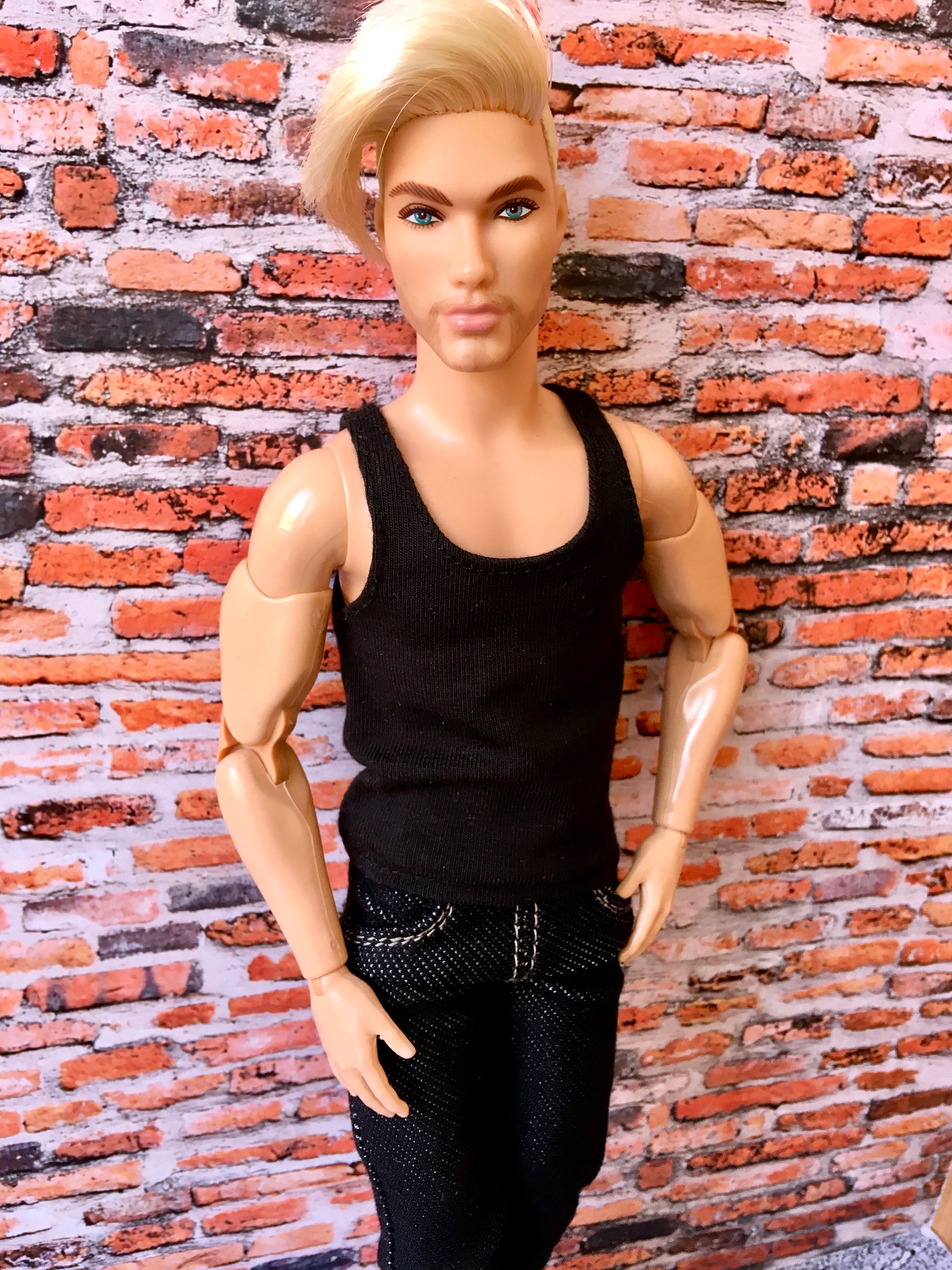BQ-NOIRIX – Black Stretch Slim Jeans for 12" 1/6 Scale Ken Dolls - www.bouutique.com