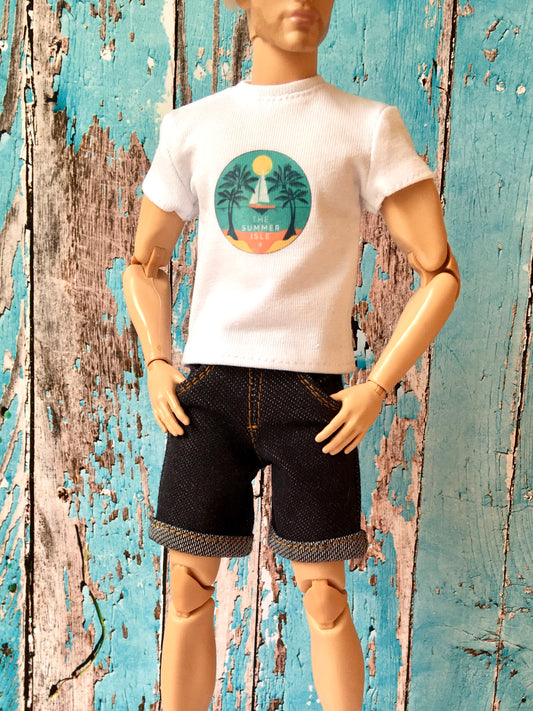 BQ‑RENO – Roll-up Denim Shorts for 12" 1/6 Scale Ken Dolls - www.bouutique.com