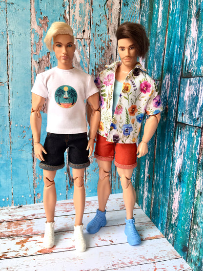 BQ‑RENO – Roll-up Denim Shorts for 12" 1/6 Scale Ken Dolls - www.bouutique.com
