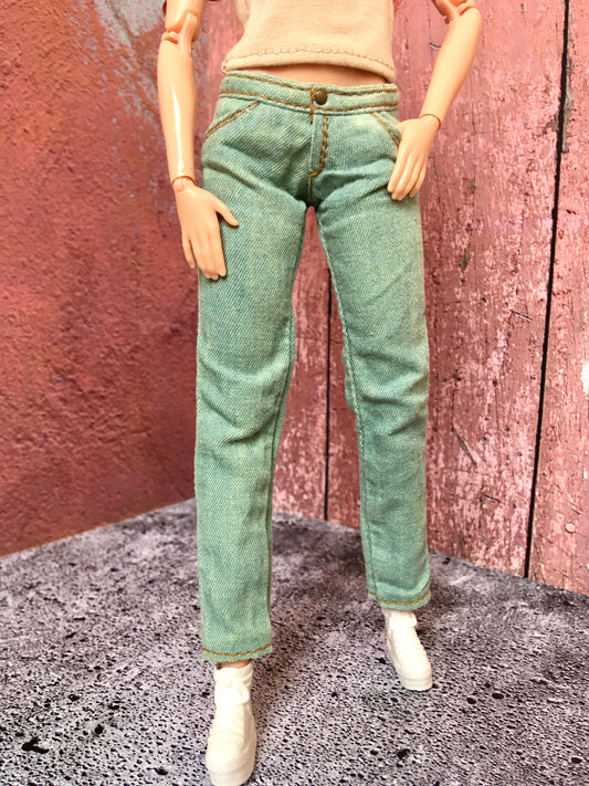 BQ-SAGE – Washed Slim Ankle Jeans for 11.5" 1/6 Scale Fashion Dolls