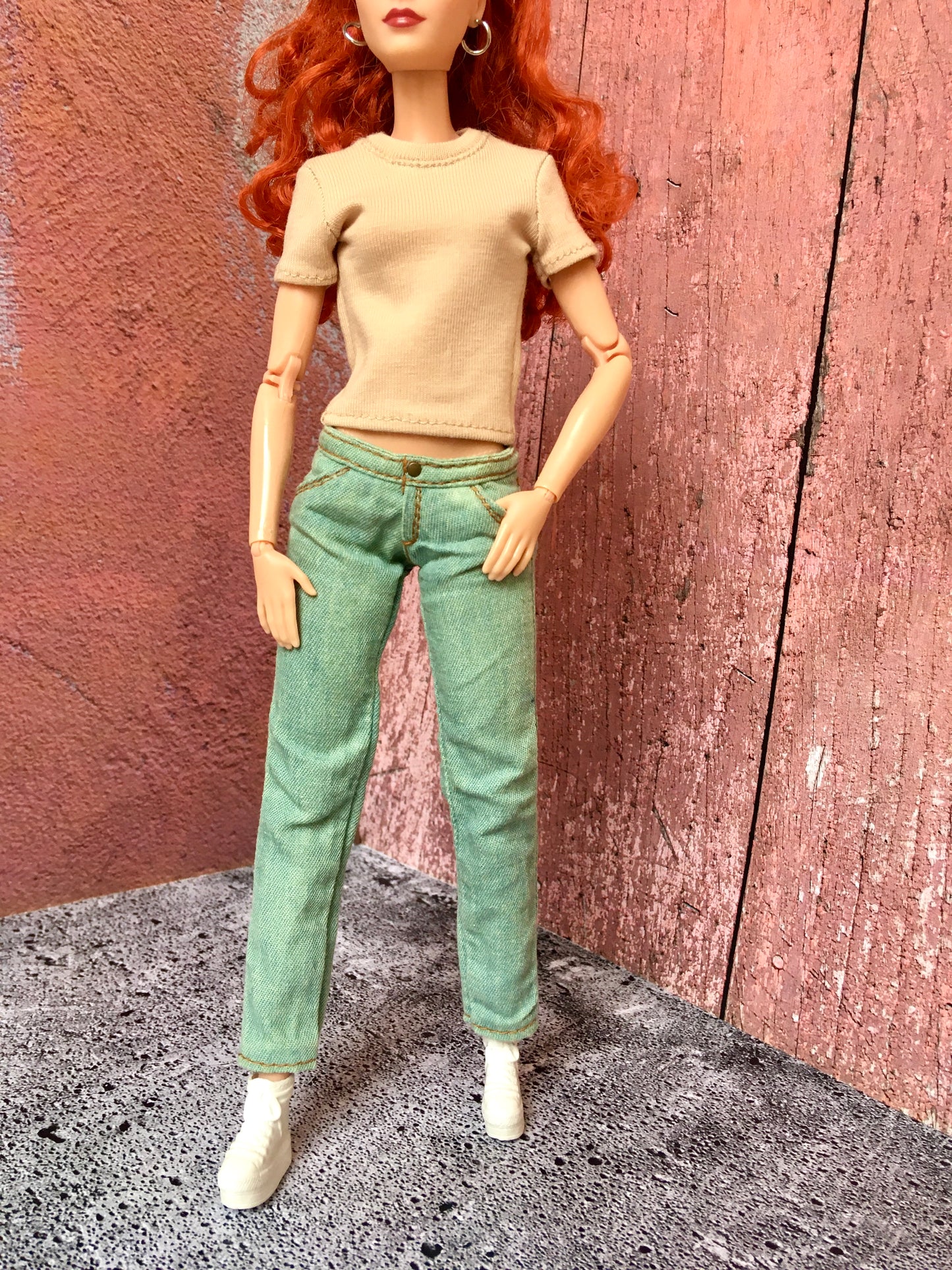 BQ-SAGE – Washed Slim Ankle Jeans for 11.5" 1/6 Scale Fashion Dolls
