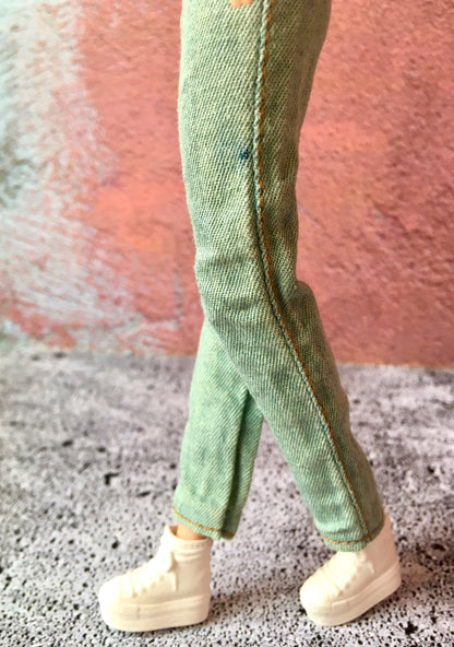 BQ-SAGE – Washed Slim Ankle Jeans for 11.5" 1/6 Scale Fashion Dolls