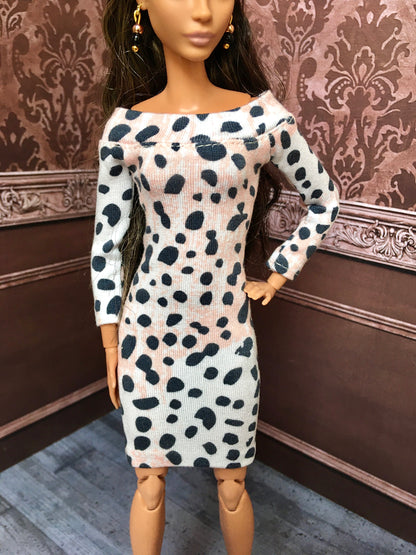 BQ-SAVIRA – Animal Print Off-Shoulder Dress for 11.5" 1/6 Scale Fashion Dolls
