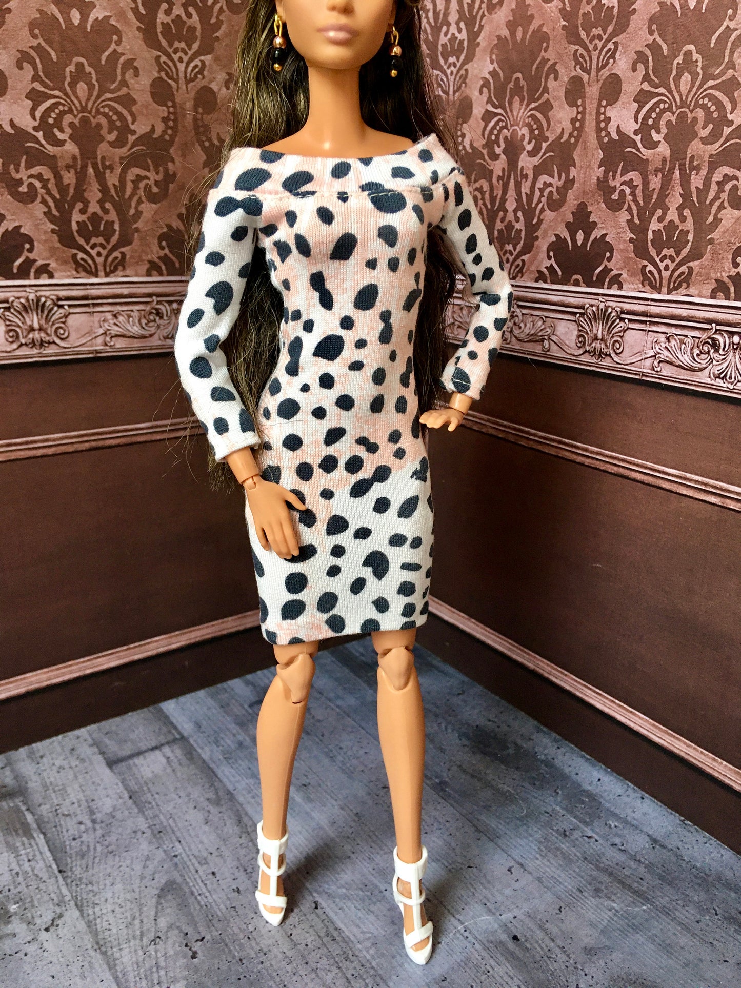 BQ-SAVIRA – Animal Print Off-Shoulder Dress for 11.5" 1/6 Scale Fashion Dolls