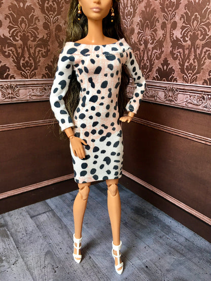 BQ-SAVIRA – Animal Print Off-Shoulder Dress for 11.5" 1/6 Scale Fashion Dolls