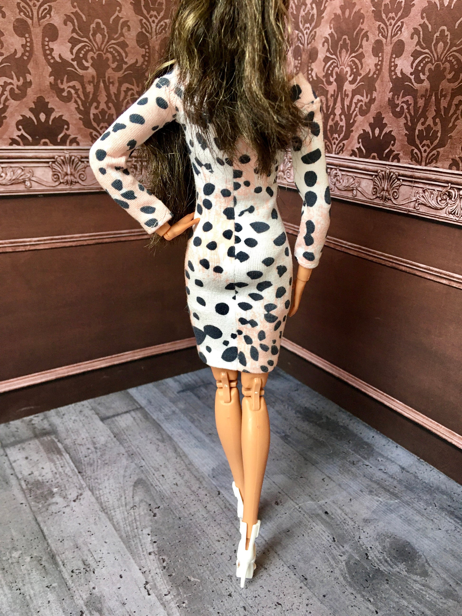 BQ-SAVIRA – Animal Print Off-Shoulder Dress for 11.5" 1/6 Scale Fashion Dolls