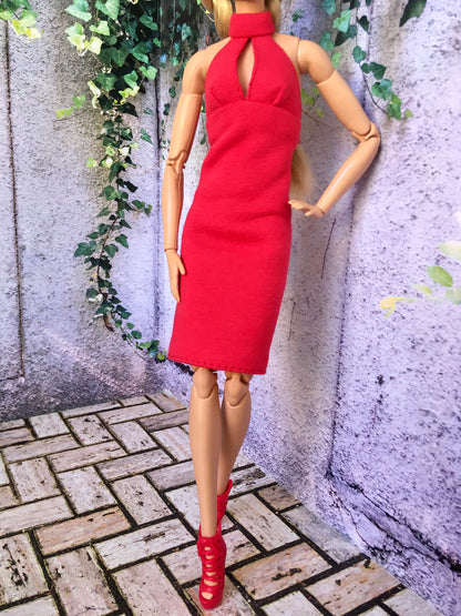 BQ-SCARLET – Bodycon Halter Dress for 11.5" 1/6 Scale Fashion Dolls - www.bouutique.com