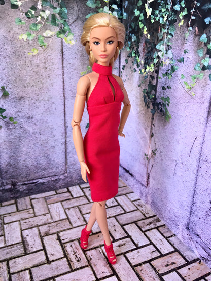 BQ-SCARLET – Bodycon Halter Dress for 11.5" 1/6 Scale Fashion Dolls - www.bouutique.com