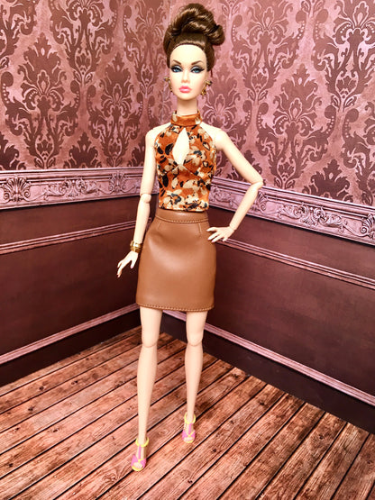 BQ‑SENA – Floral Satin Halter Top for 12" 1/6 Scale Fashion Dolls - www.bouutique.com