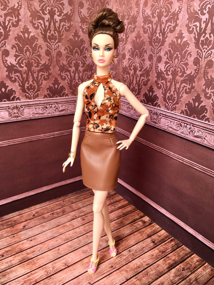 BQ‑SENA – Floral Satin Halter Top for 12" 1/6 Scale Fashion Dolls - www.bouutique.com