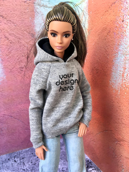 BQ-SOLID – Custom Print Hoodie for 11.5" 1/6 Scale Fashion Dolls