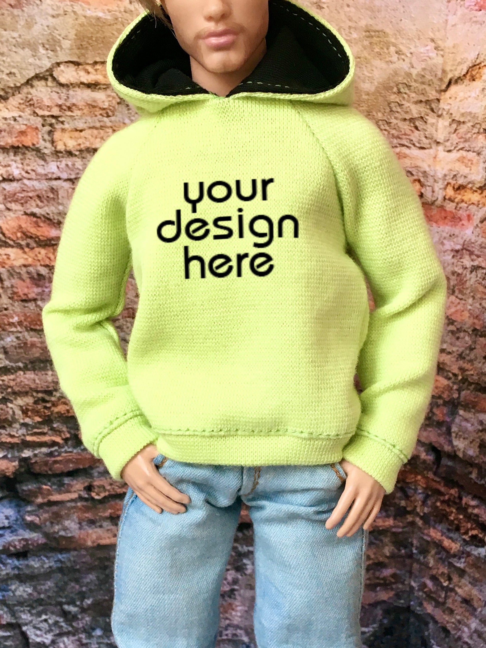 BQ-SOLID – Custom Print Hoodie for 12" 1/6 Scale Ken Dolls 